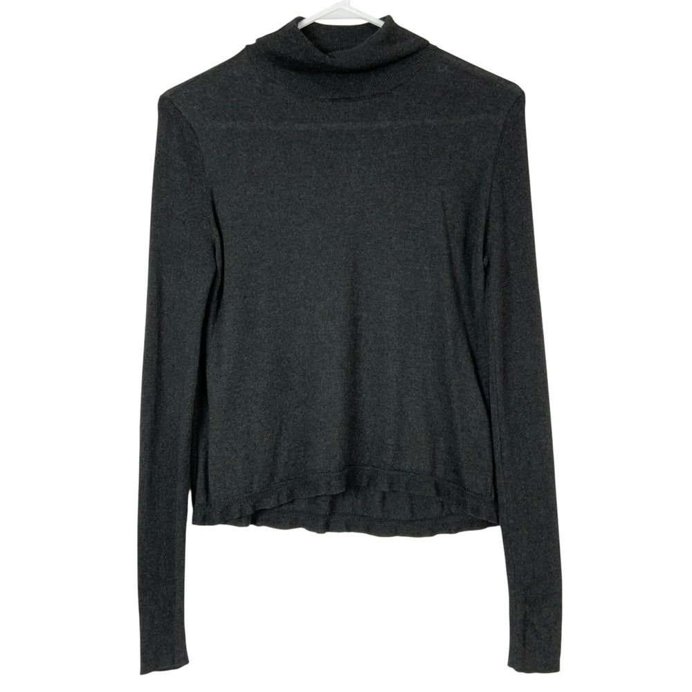 Poetry Gray Silk Cashmere Sweater 10 Pullover Turtleneck Long Sleeve Lux